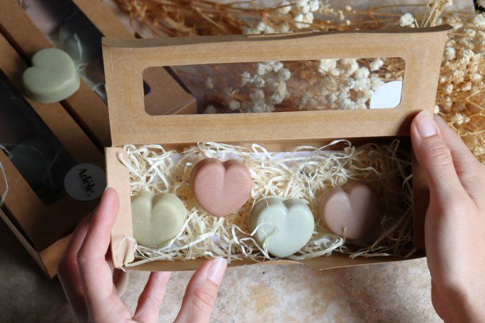 Coffret 4 savons coeur